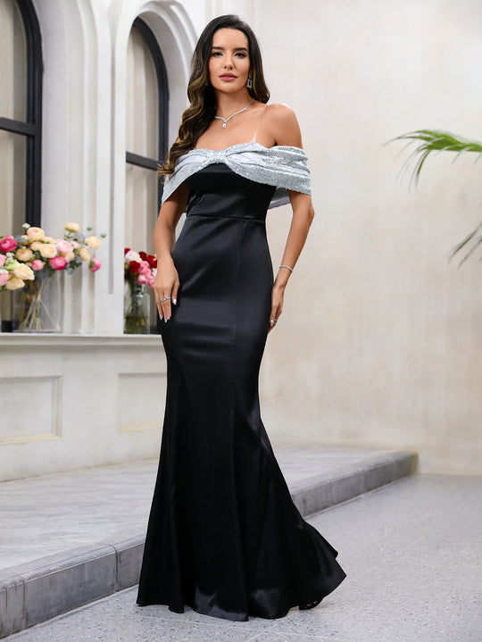 Damen Elegantes Abendkleid mit schimmerndem Trägerdesign R&B