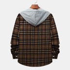 Herren Karo-Hemdjacke mit integrierter Kapuze und lässigem Design