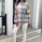 R&B | Farbiger Gestreifter Strickpullover Mit Stil
