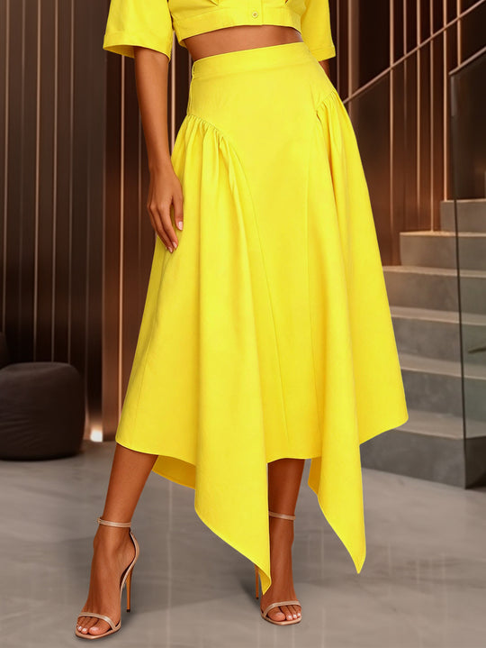 Damen Elegante Zweiteilige Outfit mit cropped Bluse und schwingendem Rock R&B