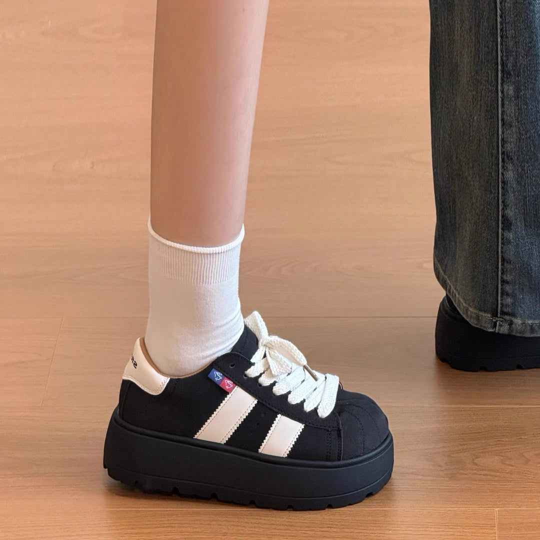 Damen Hochwertige Freizeitsneaker mit dicker Plateausohle und atmungsaktiver Mesh-Oberfläche R&B