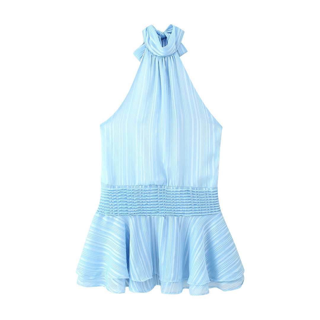 Damen Halterneck Top mit Rüschensaum und elastischer Taille R&B