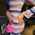 Damen Figurbetontes Off-Shoulder Kleid mit langen Ärmeln R&B