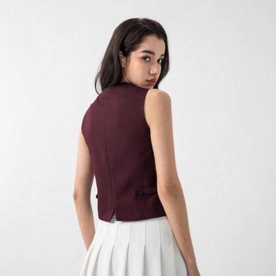 Damen elegante Weste mit modernem Schnitt und praktischen Knopfdetails R&B