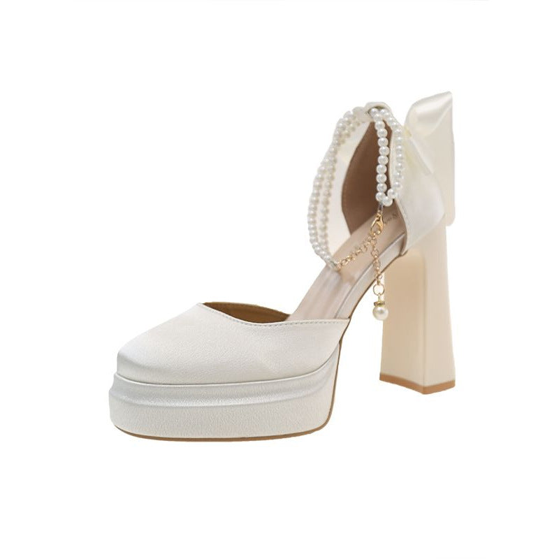 Damen Plateau High Heel Sandalen mit dekorativer Schleifenakzent R&B