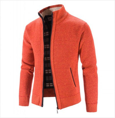 Herren lässige Strickjacke mit hohem Kragen und praktischem Reißverschluss