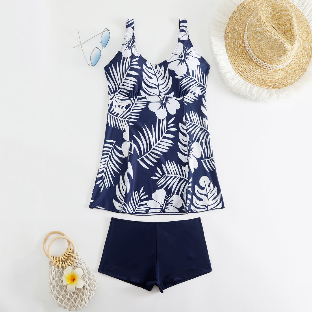 Damen nan Tankini-Set mit tailliertem Empire-Top und hochgeschnittener Badeshorts R&B