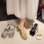Damen Elegante Mules mit floralen Applikationen und komfortablem Blockabsatz R&B