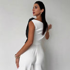 Damen nan elegantes asymmetrisches Drapiertop mit überkreuzter Vorderpartie und figurbetonter Taille R&B