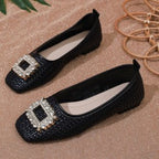 Damen elegante Ballerinas mit funkelndem Schmuckelement R&B