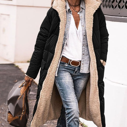 Damen gefütterter Parka mit Kapuze und lässigem Schnitt R&B
