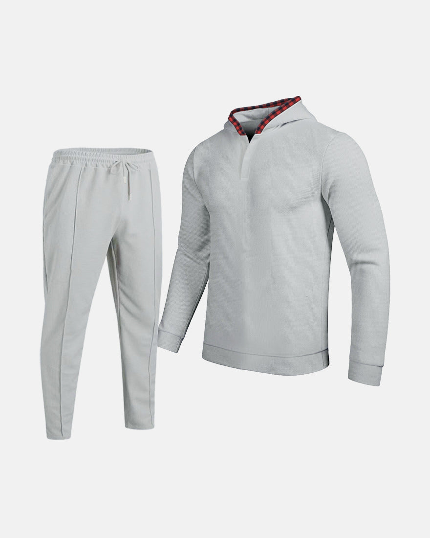 Herren Sportlicher Hoodie mit Karodetails und passtgenauen Jogginghose R&B