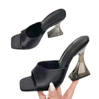 Damen Offene Plateau-Sandaletten mit transparentem Hochabsatz und bequemer Sohle R&B