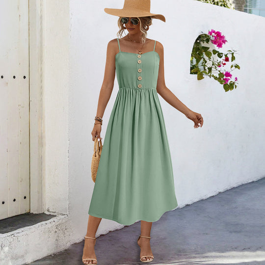 Damen Sommerliches Maxikleid mit Knopfdetails und komfortablem Schnitt R&B