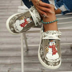Damen Sneakers im winterlichen Design mit Schneemann-Motiv und rutschfester Sohle R&B