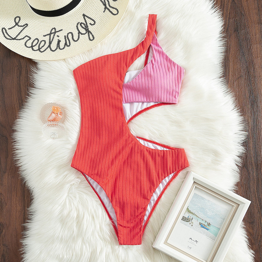 Damen Einseitiger Cut-Out Badeanzug R&B