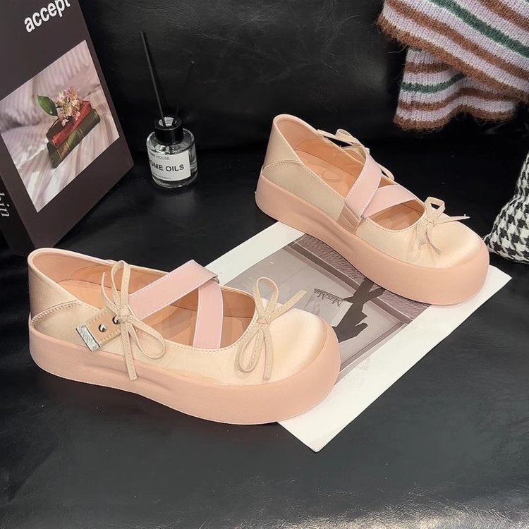 Damen Plateausneaker mit verstellbarem Riemen und dekorativen Schleifendetails R&B