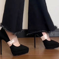 Damen elegante High Heel Pumps mit zarter Riemenverzierung R&B