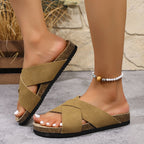Damen Komfortable Zehentrenner-Sandalen mit geflochtenem Riemen und ergonomischem Fußbett R&B