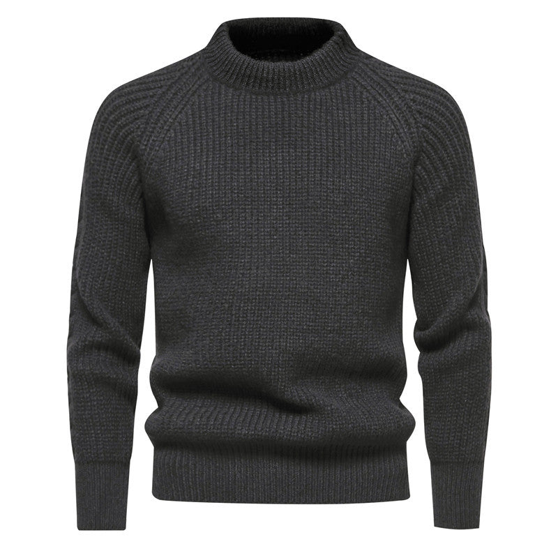 Herren kuscheliger Strickpullover mit hohem Kragen und Raglanmuster