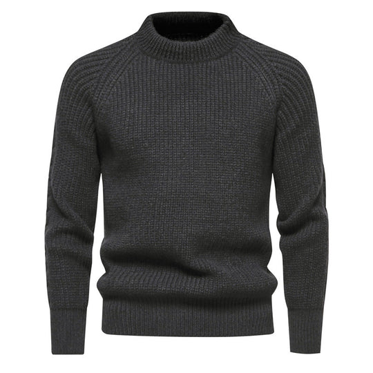 Herren kuscheliger Strickpullover mit hohem Kragen und Raglanmuster R&B