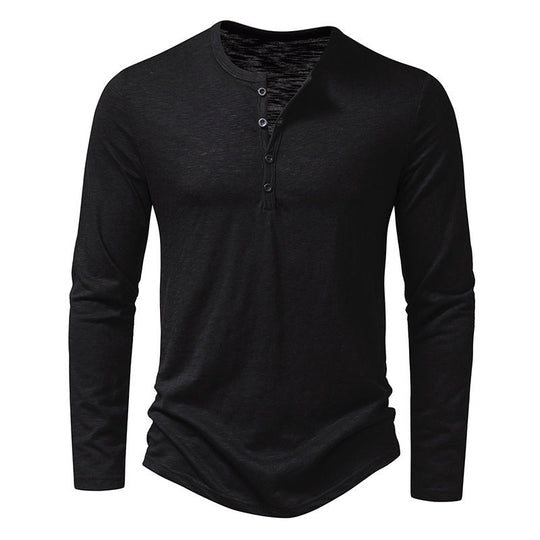 Herren Langarm-Henley-Shirt aus hochwertiger Baumwolle mit modernem Schnitt R&B