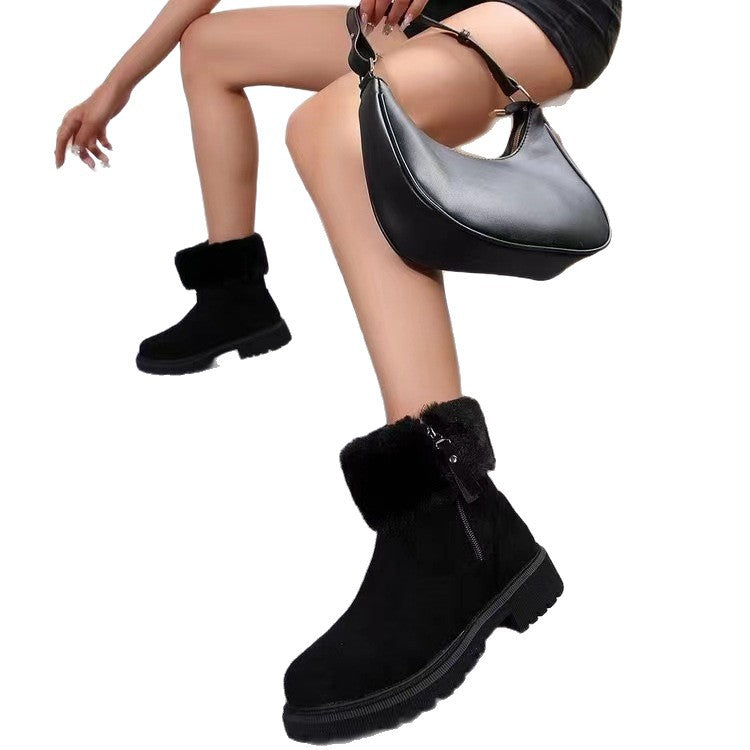 Damen gefütterte Winterstiefel mit modischem Kunstfell und rutschfester Profilsohle R&B