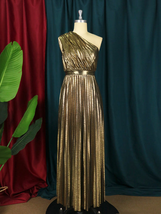 Damen plissiertes Abendkleid mit schimmerndem Oberteil R&B