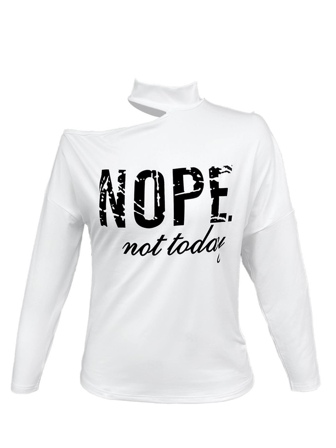 Damen Sweatshirt mit asymmetrischem Ausschnitt und kreativem Schriftzug R&B