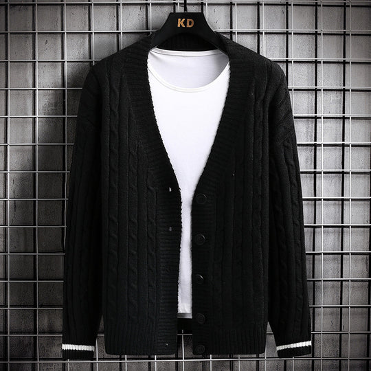 Damen Strickjacke mit Zopfmuster und Knopfdetails R&B