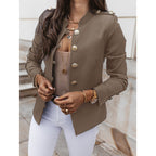 Damen modischer Blazer mit goldenen Knöpfen und schmalem Schnitt R&B