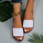 Damen trendige Slide-Sandalen mit elastischem Obermaterial und komfortabler Sohle R&B