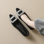 Damen elegante Ballerinas mit funkelnder Schnallenverzierung