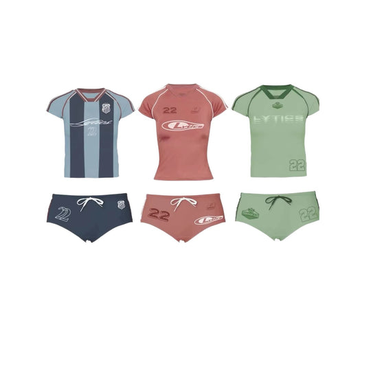 Damen Sport-Set mit figurbetonter Shorts und kurzärmeliger Oberteil R&B