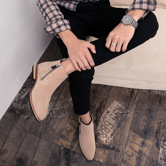 Damen Modische Ankle Boots aus Wildleder mit Reißverschluss R&B