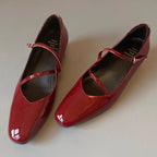 Damen Ballerinas mit elegantem Kreuzriemen und hochglänzender Oberfläche R&B