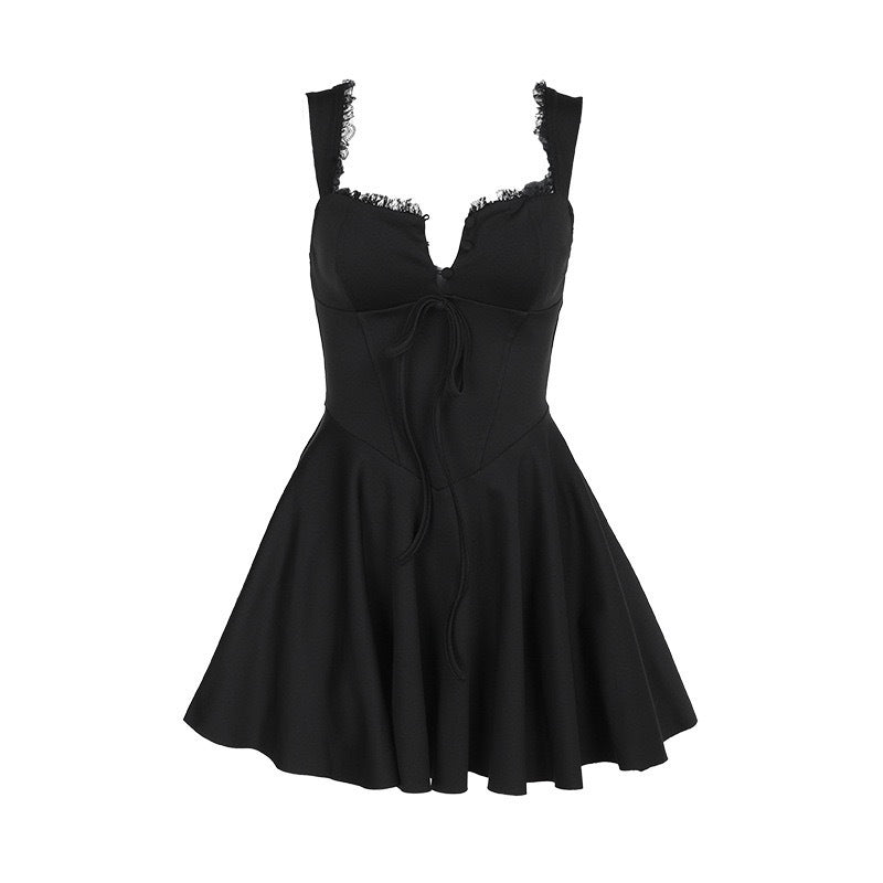 Damen verspieltes Mini-Kleid mit Rüschen und Schleifendetails R&B