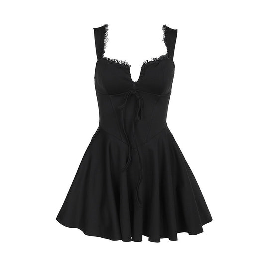 Damen verspieltes Mini-Kleid mit Rüschen und Schleifendetails R&B
