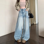 Damen Weite High-Waist Jeans im modernen Distressed-Design R&B