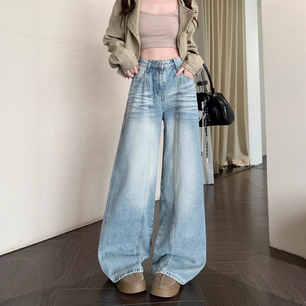 Damen Weite High-Waist Jeans im modernen Distressed-Design R&B