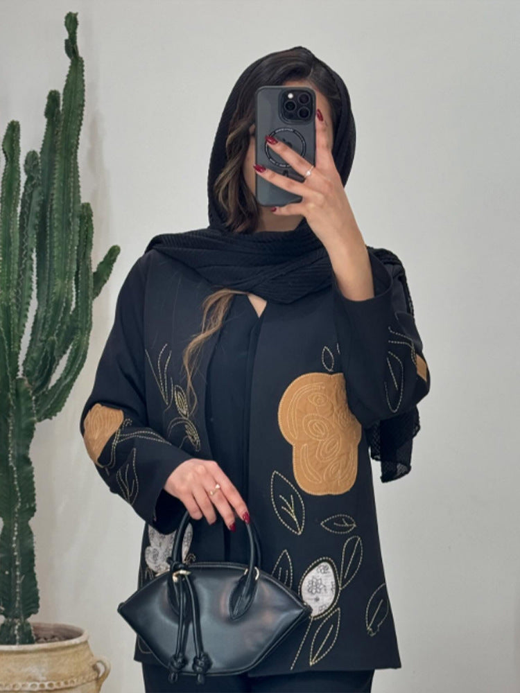 Damen modische Blazerjacke mit floralen Stickereien R&B