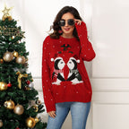 Damen Weihnachtspullover mit süßem Pinguin-Motiv und festlichem Design R&B