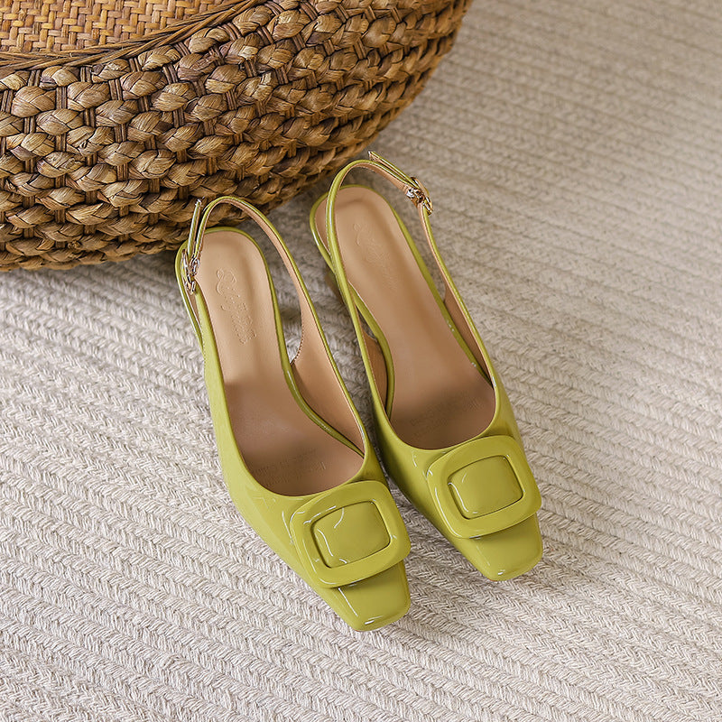 Damen Slingback-Pumps mit quadratischer Schuhspitze und modischem Riemendesign R&B