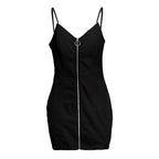 Damen Midikleid mit Reißverschluss und verstellbaren Trägern R&B