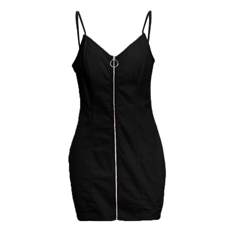 Damen Midikleid mit Reißverschluss und verstellbaren Trägern R&B