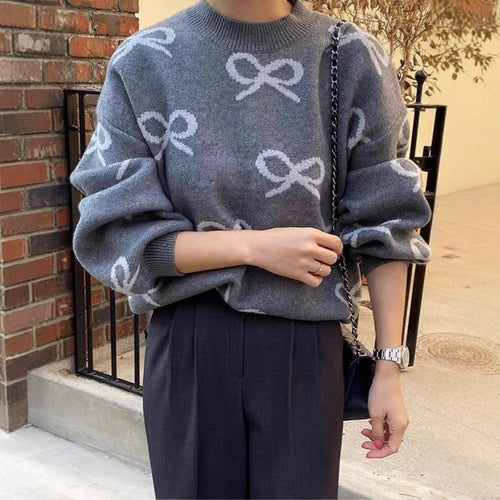 Damen Gemusterter Pullover mit lockerer Passform R&B
