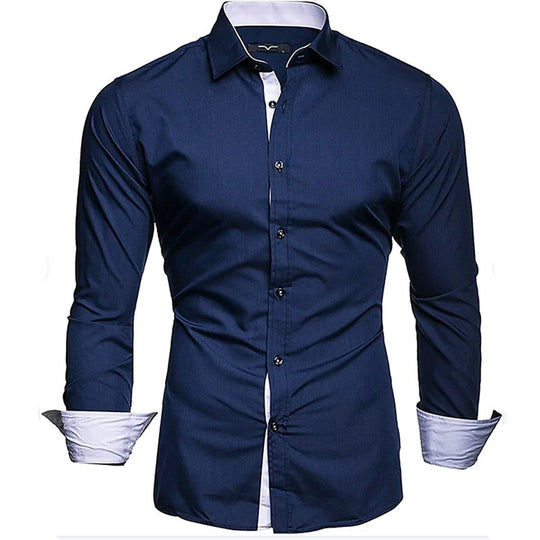 Herren elegantes Langarmhemd mit kontrastierenden Manschetten R&B