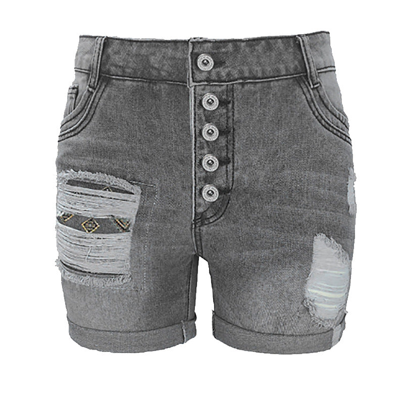Damen Jeans-Shorts mit lässigem Fransen-Design und modischen Applikationen R&B