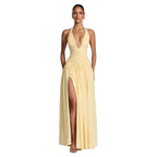 Damen Elegantes Maxikleid mit halterlosem Ausschnitt und raffiniertem Faltenwurf EB