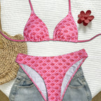 Damen Triangel-Bikini mit animalischem Muster und verstellbaren Trägern R&B